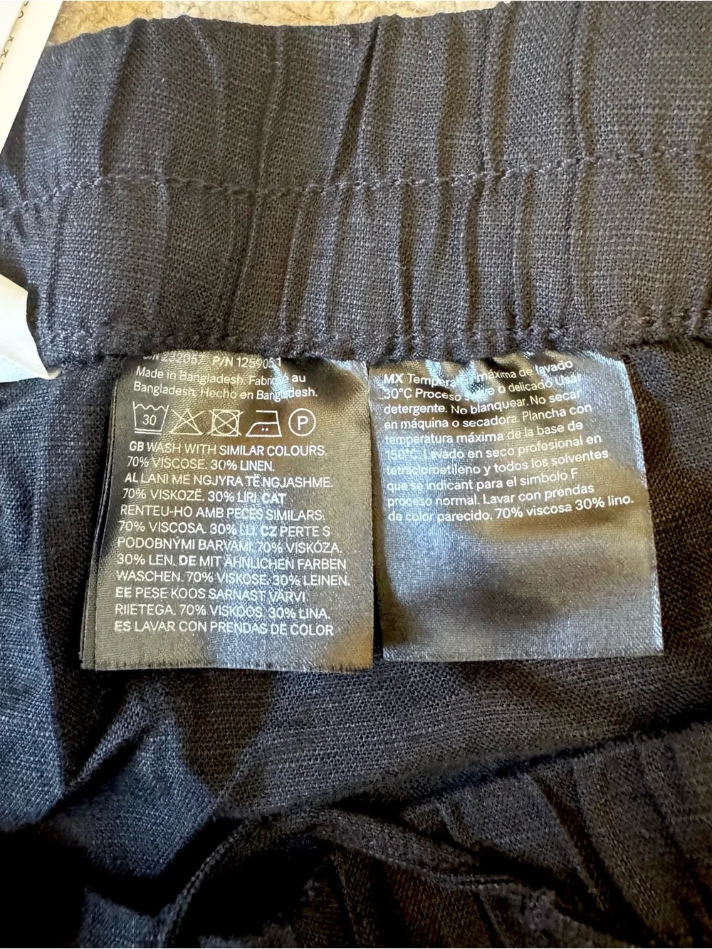 H&M Women’s Black Wide-Leg Linen Blend Pants sz XL